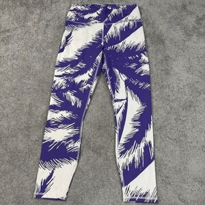 NEW Fabletics Womens 7/8 High Waisted Printed Pure Luxe Leggings Purple Tropical